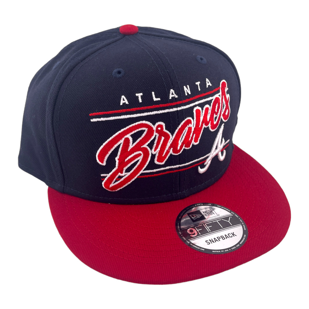 New Era Atlanta Braves Team Script Logo Navy Blue/Red/Grey‎ 9FIFTY Snapback Hat